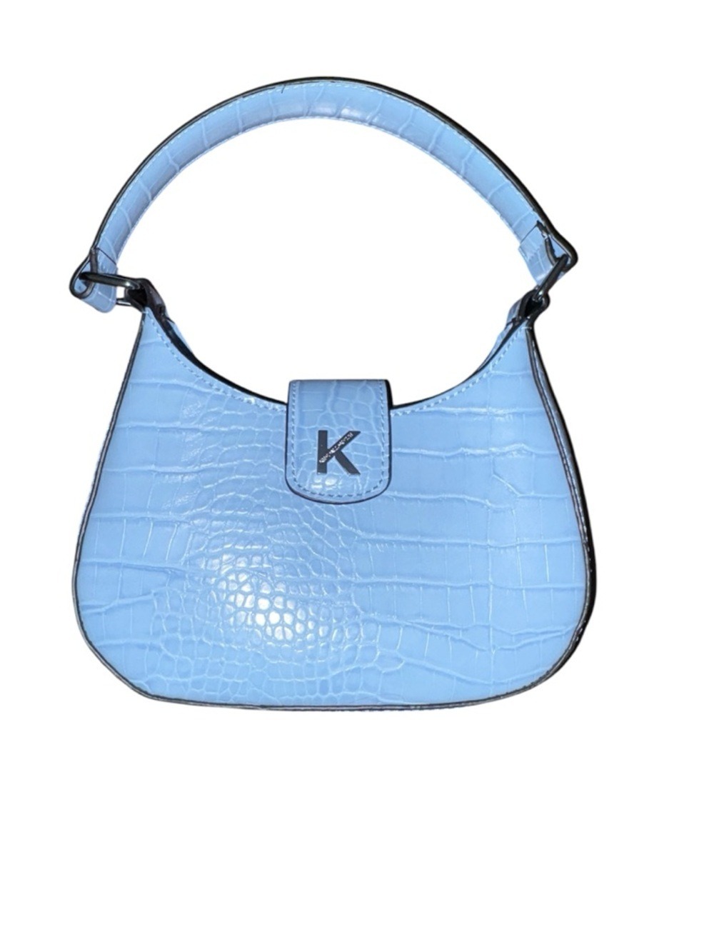 Kendall & Kylie Light Blue Croc Embossed Shoulder Bag